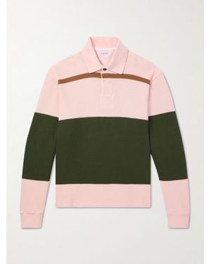 Bottega Veneta Striped Cotton-piqué Polo Shirt - Green