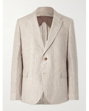 MR P. Striped Linen Suit Jacket - Natural