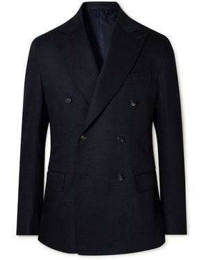 De Petrillo Double-Breasted Wool-Blend Blazer - Blue