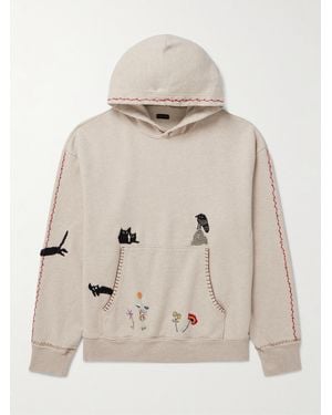 Kapital Embroidered Cotton-Jersey Hoodie - Natural