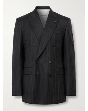 Givenchy Double-Breasted Pinstriped Wool-Twill Suit Jacket - Black