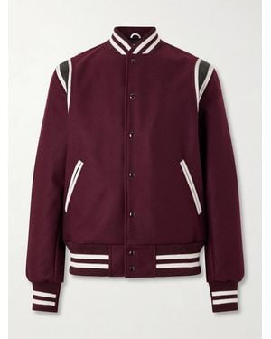 Golden Bear The Hayes Leather Trimmed Wool-Blend Jacket - Purple