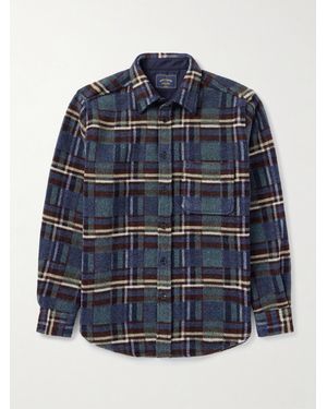 Portuguese Flannel Virgo Ii Checked Merino Wool Overshirt - Blue