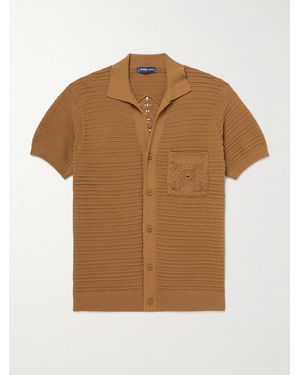 Frescobol Carioca César Ribbed Crocheted Cotton Shirt - Brown