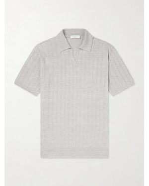 Boglioli Open-Collar Ribbed Linen And Cotton-Blend Polo Shirt - White