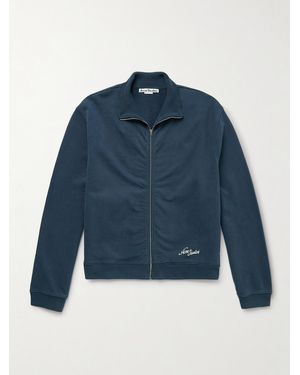 Acne Studios Fenro U Zip Tourist Logo-embroidered Cotton-jersey Zip-up Sweatshirt - Blue