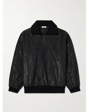 Fear Of God Logo-Appliquéd Crinkled-Shell Half-Zip Track Jacket - Black