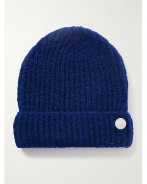Folk Ribbed-Knit Beanie - Blue