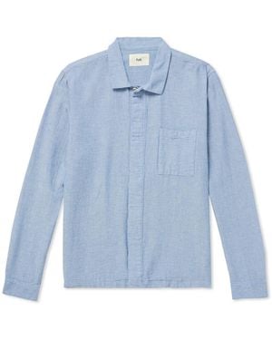 Folk Patch Cotton-Seersucker Shirt - Blue