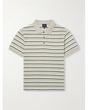 A.P.C. Joe Striped Cotton-Piqué Polo Shirt - Gray