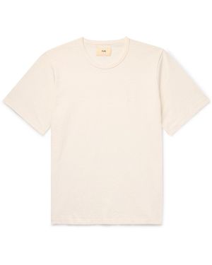Folk Embroidered Garment-Dyed Slub Cotton-Jersey T-Shirt - White