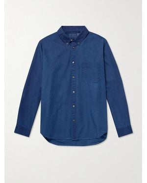 Blue Blue Japan Button-Down Collar-Dyed Cotton Oxford Shirt - Blue