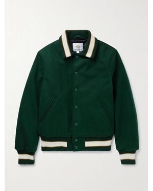 Golden Bear Byron Striped Padded Wool-Blend Felt Varsity Jacket - Green