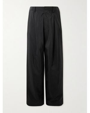 Ssstein Wide-leg Pleated Silk-blend Pants - Black