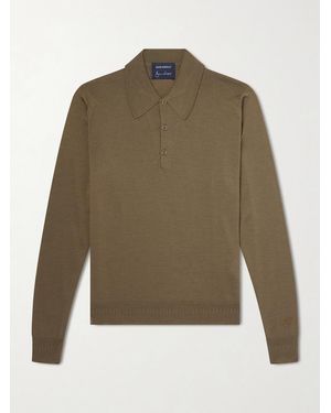 John Smedley Bill Nighy Merino Wool Polo T-Shirt - Green