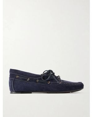 Manolo Blahnik Marino Suede Boat Shoes - Blue