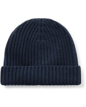Loro Piana Ribbed Cashmere Beanie - Blue
