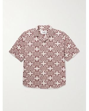 Corridor NYC Wavy Optic Hemd aus Baumwoll-Jacquard mit wandelbarem Kragen - Pink