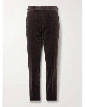 ZEGNA Slim-fit Cotton-blend Corduroy Trousers - Brown