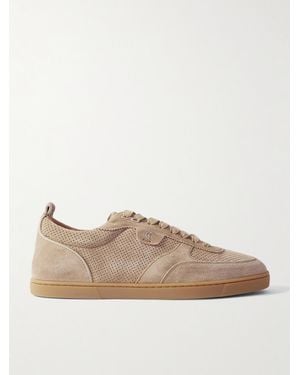 Christian Louboutin Tutti Rui Perforated Suede Sneakers - Natural