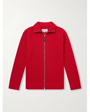 Maison Margiela Ribbed Cotton And Wool-Blend Zip-Up Cardigan - Red