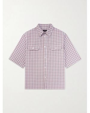 Willy Chavarria Ss Corcoran Checked Woven Shirt - Pink