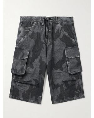 424 Straight-Leg Camouflage-Print Cotton-Ripstop Shorts - Grey
