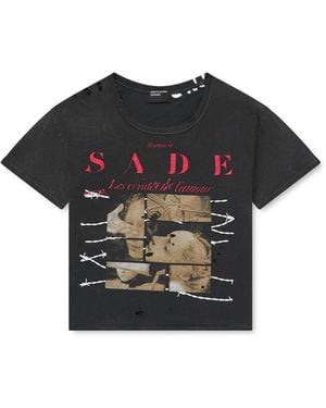 Enfants Riches Deprimes Les Crimes De L'Amour Distressed Printed Distressed Cotton-Jersey T-Shirt - Black