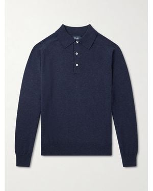 Drake's Wool and Alpaca-Blend Polo Shirt - Blau