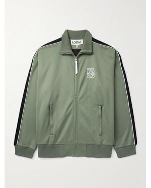 Loewe Twill-Trimmed Logo-Embroidered Tech-Jersey Track Jacket - Green