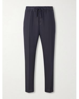 Altea Mattia Straight-leg Linen Drawstring Trousers - Blue