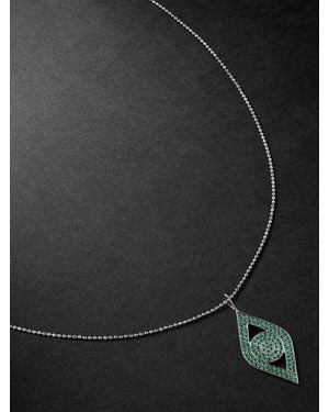 Sydney Evan Large Evil Eye White Gold Diamond Pendant Necklace - Black