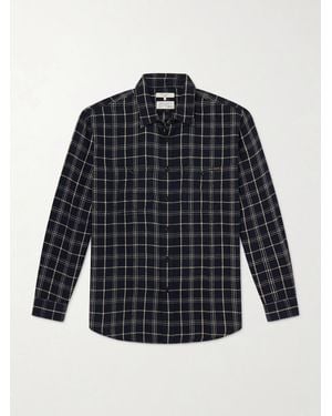 Nudie Jeans Julian Checked Organic Cotton And Linen-Blend Flannel Shirt - Blue