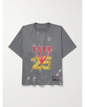 RRR123 Love Stuff Paint-Splattered Logo-Print Cotton-Jersey T-Shirt - Grey