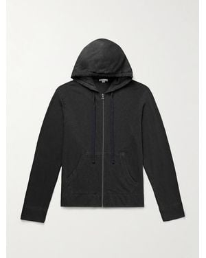 James Perse Garment-dyed Cotton-jersey Zip-up Hoodie - Black