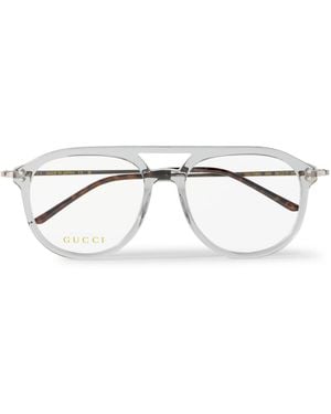 Gucci Aviator-Style Acetate And-Tone Optical Glasses - Gray