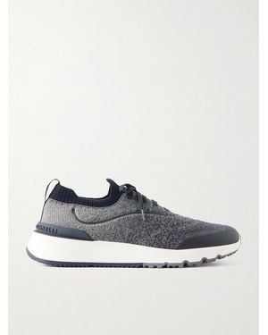Brunello Cucinelli Stretch-Knit Trainers - Blue