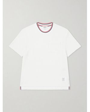 Thom Browne Pointelle-Knit Cotton And Linen-Blend T-Shirt - White