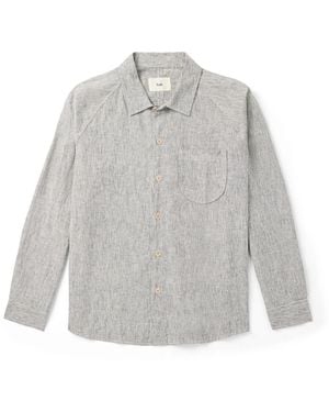Folk Striped Linen And Cotton-Blend Shirt - Gray