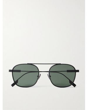 ZEGNA Round-Frame Metal Sunglasses - Green