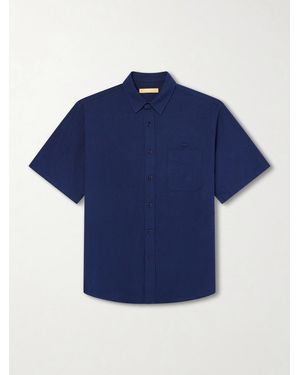 FRIZMWORKS Cotton-Seersucker Shirt - Blue