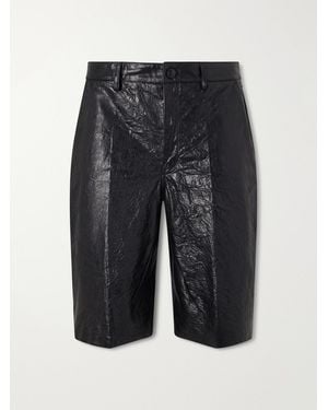 Rick Owens Straight-leg Full-grain Leather Shorts - Grey