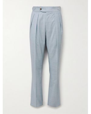 Richard James Hepworth Slim-Fit Pleated Wool Suit Trousers - Blue