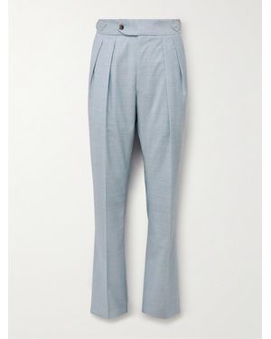 Richard James Hepworth Slim-Fit Pleated Wool Suit Trousers - Blue