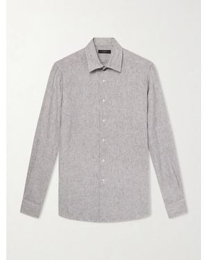 Slowear Striped Linen Shirt - Grey