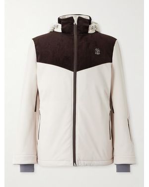 Brunello Cucinelli Logo-Embroidered Corduroy-Trimmed Padded Shell Ski Jacket - Natural