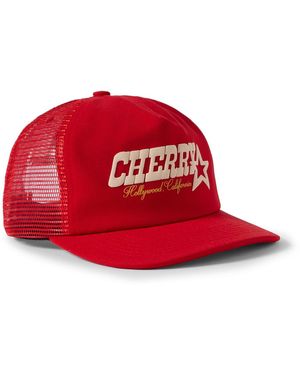 CHERRY LA Printed Shell And Mesh Trucker Hat - Red