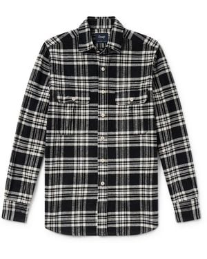 Drake's Checked Cotton-Flannel Shirt - Black