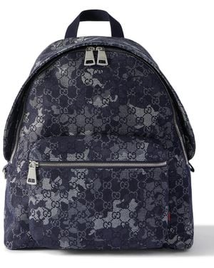 Gucci Logo-jacquard Canvas Backpack - Blue