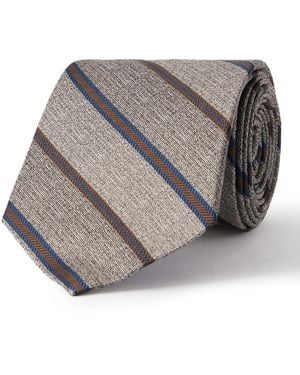 Loro Piana Yale 8Cm Striped Silk-Jacquard Tie - Gray